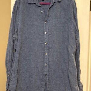 Perry Ellis Linen Blue Shirt